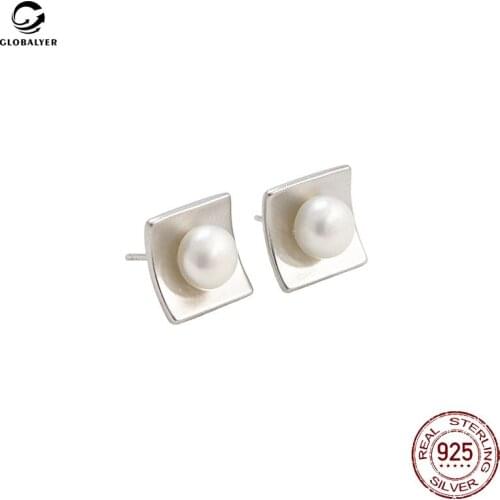 Korean Chic style Retro Temperament Simple style Versatile Gold Gumb GOLD S925 Silver earrings Pearl earrings Female 724