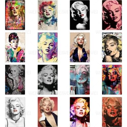 Beauty Star Iron Sign Retro Home Decoration Metal Plate Marilyn Monroe Pop Art Wall Picture Tin Plaque Poster Vintage Room Decor