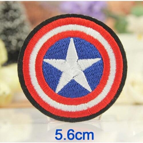 Cartoon Round Punk Iron on America Shield Embroidered Clothes Patch For Clothing Boys