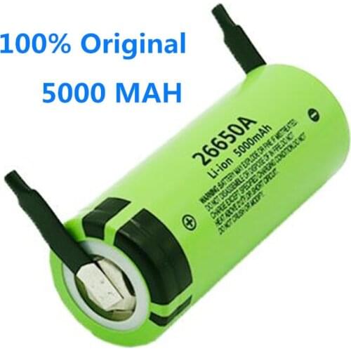 GTF 26650 Battery 3.7v 5000mah Rechargeable Li-ion Battery for Panasonic 26650A High Capacity for flashlight +DIY Nickel Sheets