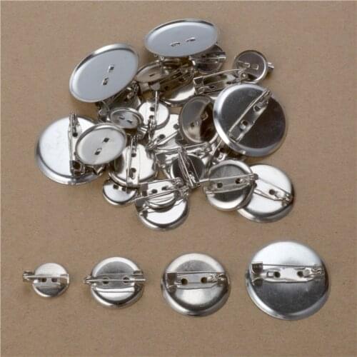 Plated Metal Cabochon Iron Basic Round Brooch Bar Pin Blank Backs Base Clasp Diy Jewelry Findings With Safety Catch Spacers Lock