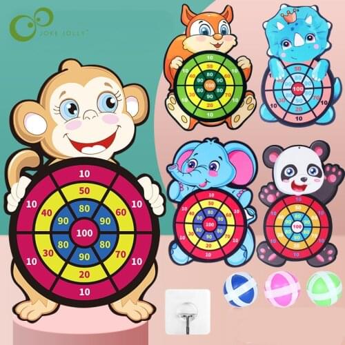 Cartoon Animals Sticky Ball Target Throw Sports Dart board Shooting Dinosaur Cloth Sucker Toys for Children Gifts Sandbag YJN