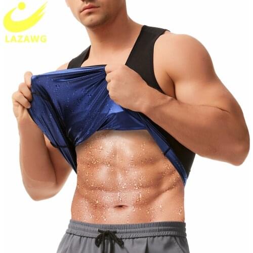 LAZAWG Men Sauna Sweat Vest Suits Corset for Weight Loss Slimming Waist Trainer Body Shaperwear Workout Shirt Compression Corset