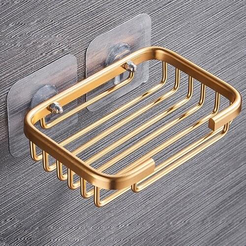 Soap Sponge Dish New Drill Free Soap Dish Holder Wall Mounted Storage Rack Holder Hollow Type Bathroom Shower Storage Tray