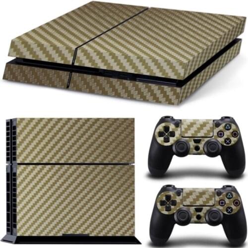 Console Carbon Fiber Skin Sticker Wrap Controller Dustproof Vinyl Cover Decal Handle Protective Case Shell Compatible with PS4