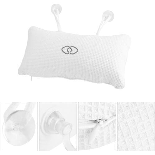 Non-slip hydrotherapy massage bath pillow with suction cup support neck bathroom shower pillow Built-in PVC inflatable bag