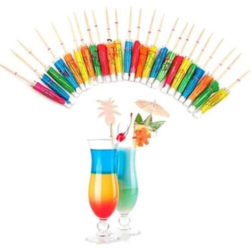New 50Pcs Retro Mini Mixed Bright Color Umbrellas Parasol Snack Cocktail Creative Party Pick Decoration