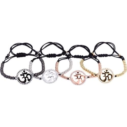 Gift 2017 Ready Hot Sale Anil Arjandas Men Pave CZ Macrame Braiding Bracelets & Bangles 24K Gold color Beads Pulseira Masculina