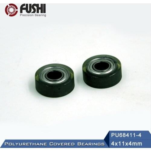 PU 684 Polyurethane Covered Bearing 4*11*4 mm ( 2 Pcs ) Shaft 4mm PU68411-4 Urethane Cover PU684 Bearings