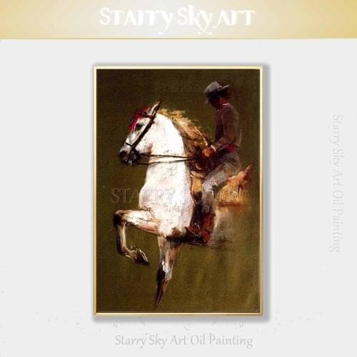 Hand-painted High Quality Handsome Cowboy Oil Painting on Canvas Man Portrait Cowboy Riding Horse Oil Painting for Living Room