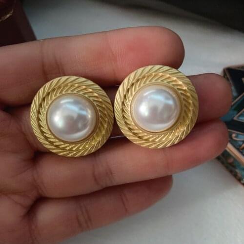 S925 Palace Vintage Baroque Pearl Ancient Imitation Matte Antique Pearl Flower Stud Earrings Fashion Jewelry for Women Gifts