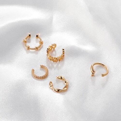 1Pc Without Piercing Clip Earrings for Women Cartilage Climbers Earcuff Gold Color C-shaped Ear Cuff Retro Party Jewelry Gift