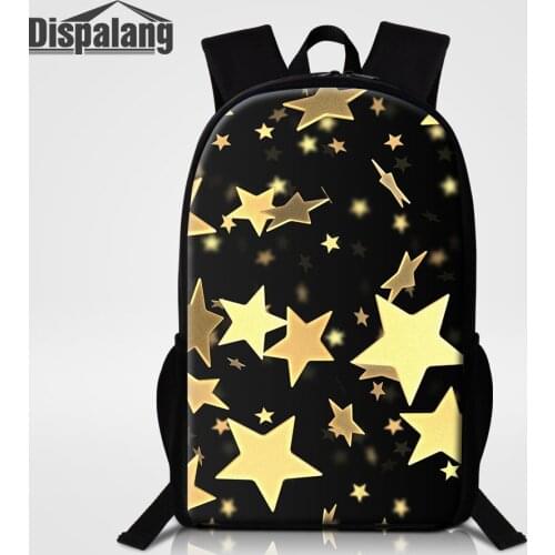 Dispalang Gold Stars Printing School Backpack For Primary Students Children Cute Bookbags Rucksack Womens Travel Bagpack Rugtas