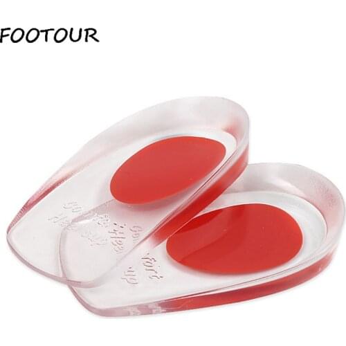 FOOTOUR Soft Silicone Gel Insoles for Heel Spurs Pain Heel Cup Shoes Inserts Height Increase Insole Massaging Care Heel Pads