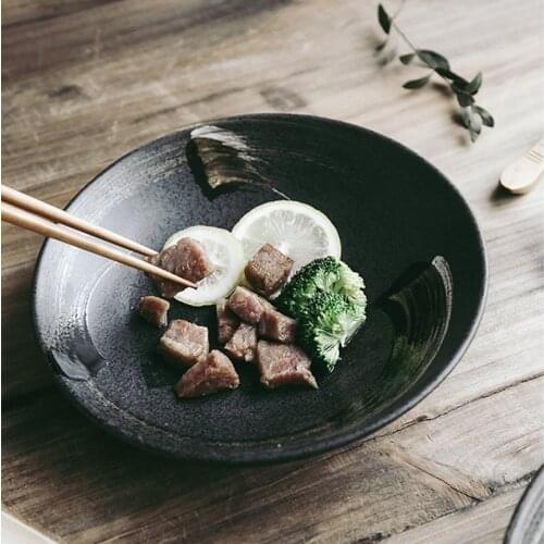 Retro handmade dish dish household large irregular dish Japanese ceramic dim sum dish pasta dish salad dish