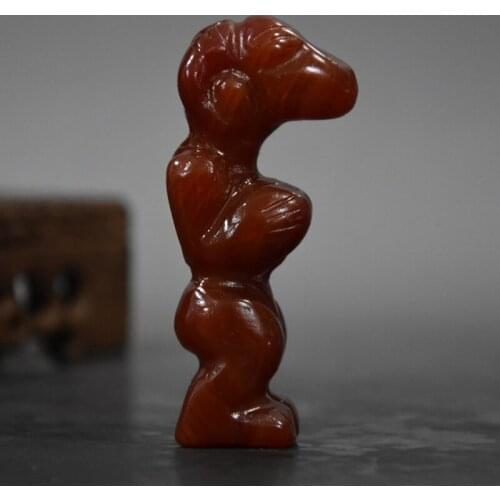 Tibet Buddhism Hongshan Culture Agate Hongshan People Carving Collection Ornament Pendant Red Agate Statues et Sculptures Gift
