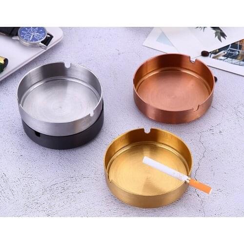 Stainless Steel High Temperature Resistant Drop Resistant Round Gold-plated Ashtray Cigar Ashtray Ash Tray Cigarette Rest Holder