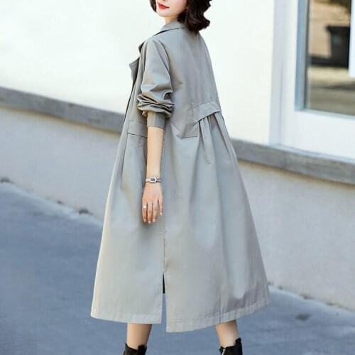 Windbreaker For Women 2021 New Spring Autumn Korean Loose Oversized Solid Color Fashion Temperament Casual Long Jacket aq236