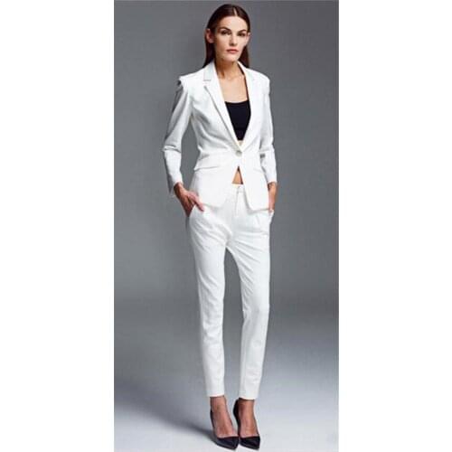 Womens Business Suit White Pant Suits Costumes for Women Office Suits Formal Work Wear Sets Uniform Styles Elegant Pants
