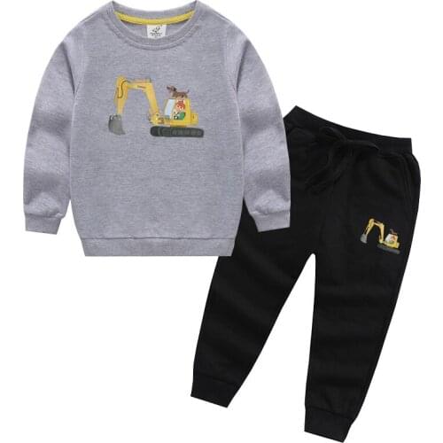 ZWF525 Boy Clothing Set Cotton Spring Autumn T-shirt + Pants Children Outerwear Kids Clothes Suit Outfit 3-10 Years