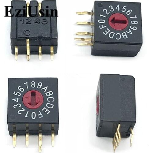 0-F 16 Rotary Coding Knob Switch DIP 5pins 8421C 0mm Shank 4:1 PCB Switching 5p