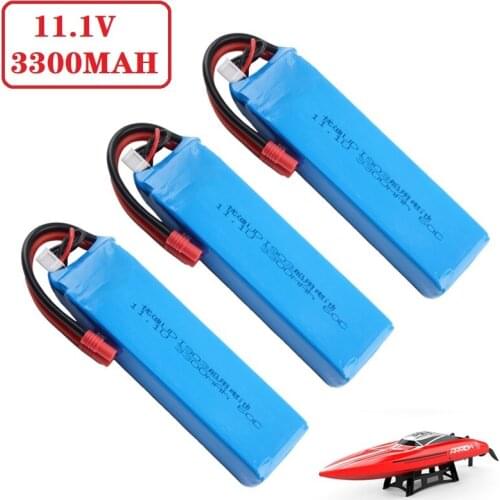 1-3pcs 11.1V 3300mAh 60C lipo battery for large capacity 3S rc boat battery for UDI 903/908 brushless speedboat model aircraft