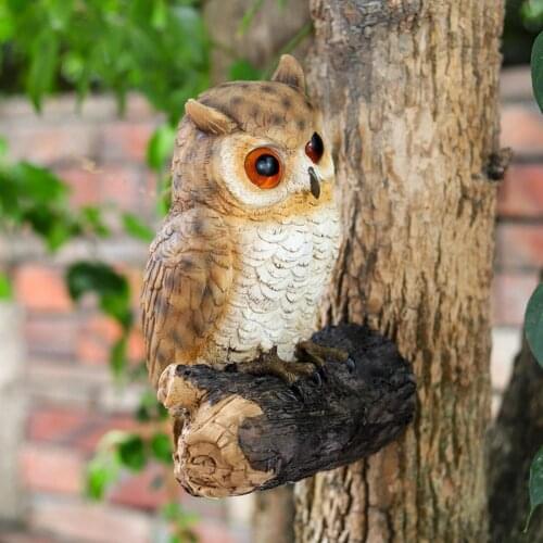 1 Pcs Garden Fake Owl Statue Durable Resin Craft Decor Yard Ornament Bird Repulsive Decoy Scare Hand-painted Realistic And Cute