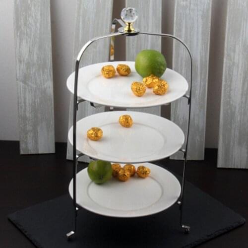1 PCS Stainless steel afternoon tea rack three-layer foldable cake snack shelf creative fruit plate dessert display