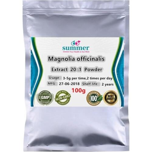 100-1000g Pure Magnolia officinalis extract 20:1 powder,hou pu extract powder for antiplatelet aggregation,anti allergic effect