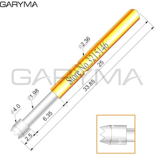 100Pcs Dia 4.0mm P156-H Spring Test Probes Pogo Pin Length 33.85mm Stroke Spring Froce:250g Tool