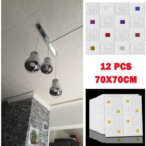 12pcs 3D Roof Matt Stickers Foam Ceiling Wall Panels Home Decor adhesive Waterproof Living Room Decoration TV Stereo Wallpaper