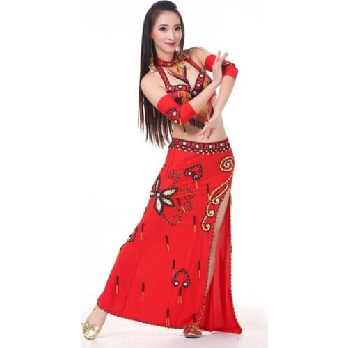 2018 Women Dancewear Professional Costume Outfit Bra Belt Skirts with Accessories Oriental Belly Dance Costume