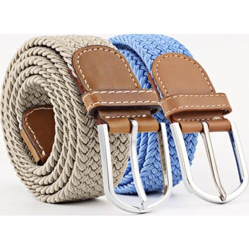 2021 Fashionable Elastic Canvas Belts for Women Knitted Buckle Adjustable Belt Male Canvas Belts bl558