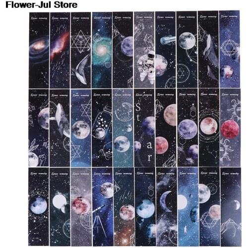 30pcs/lot Roaming space Paper bookmarks stationery book holder message card portablesmall-bookmarks