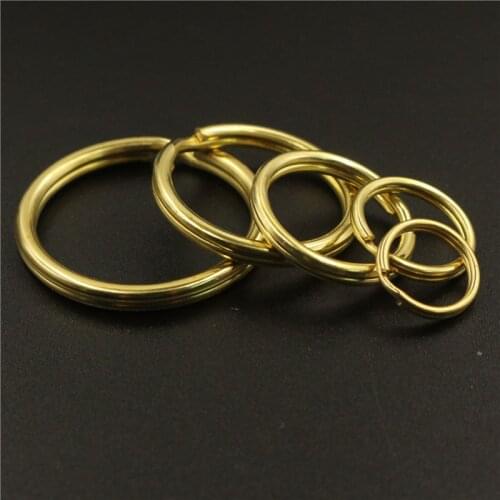5pcs Solid Brass Split Rings Double Loop Keyring 10-35mm Keychain Keys Holder DIY Leather Craft Hardware