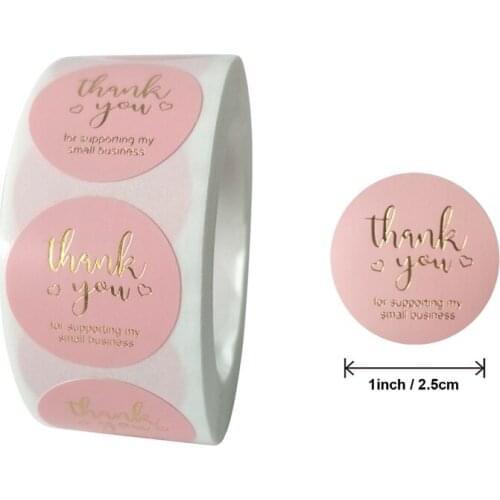 500pcs Thank You Stickers Seal Labels 1inch Pink Round Paper Sticker For Handmade Wedding Gift Decoration Stationery Sticker