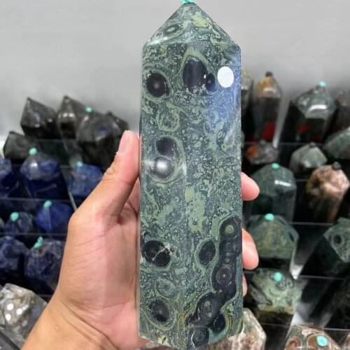 600-1300g Natural peacock eye Crystal point quartz crystal obelisk healing decoration (with crystal hole)