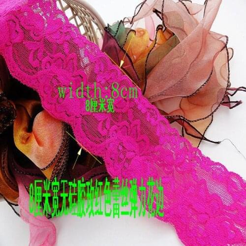 8cm fuxia lace dress Garment Accessories 5meters/lot elastic lace for skirt socks DIY Hair Accessories ornament free shipping