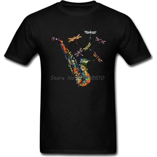 Brand New Wild Saxophone Art Design Men White T-shirts Cotton Short Sleeve Plus Size Casual Chic Watercolor Gift Tee Shirt