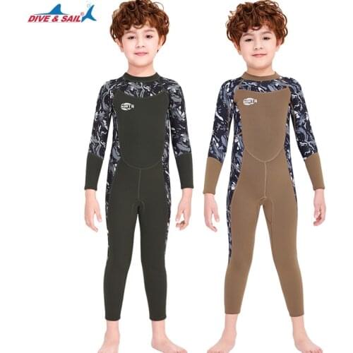 One Piece Wetsuit Kids Diving Suit 2.5mm Neoprene Long Sleeve Swimwear Keep Warm Swimsuit Elastic Surfing Suit for Boys Children
