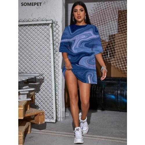 SOMEPET Dizziness T Shirt Women Abstract Punk Rock Psychedelic Tshirt Printed Art Shirt Print Womens Clothing Streetwear