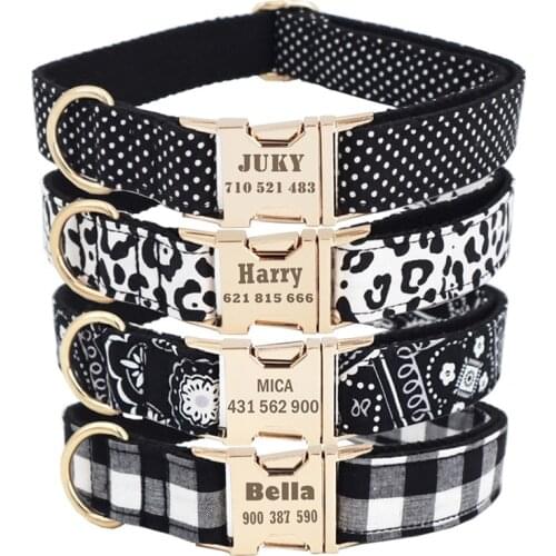 Personalized Pet Dog Collar Adjustable Engraved Puppy Cat Nameplate ID Collars