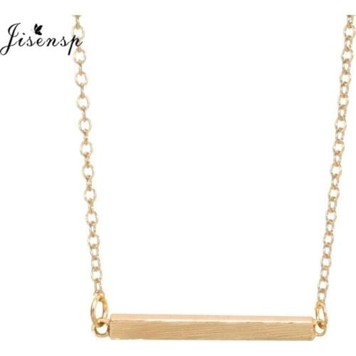 Jisensp Fashion Long Chain Necklaces Square Bar Clavicle Pendant Necklaces Women Chokers Necklace Simple Long Chain Jewelry N010