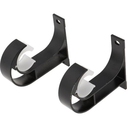 2Pcs Aluminium Alloy Curtain Rod Bracket Curtain Pole Support Bracket Top Mounting Bracket (Black)