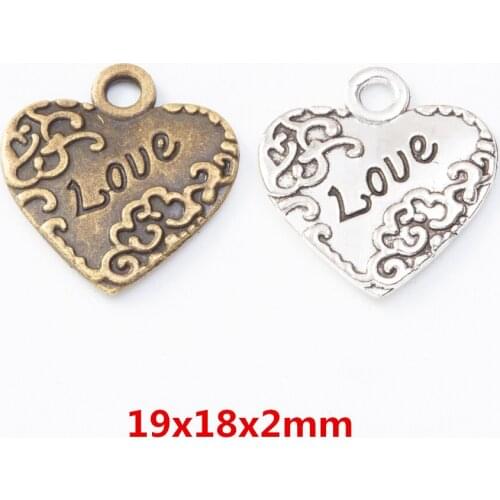 35 pieces of retro metal zinc alloy love pendant for DIY handmade jewelry necklace making 7956