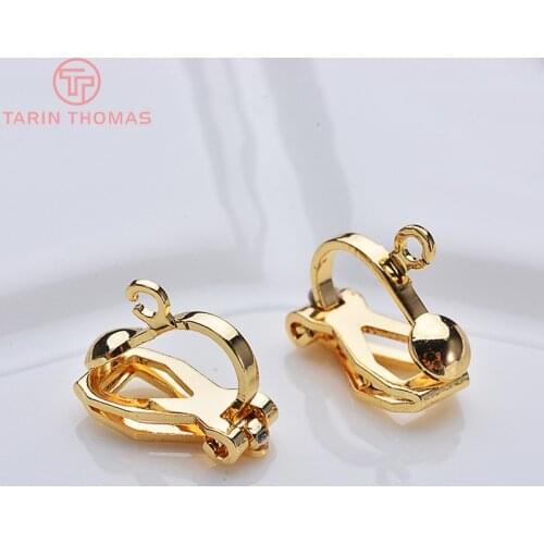 10PCS 10x16MM 24K Gold Color Plated Brass Earring Clip High Quality DIY Jewelry Making Findings