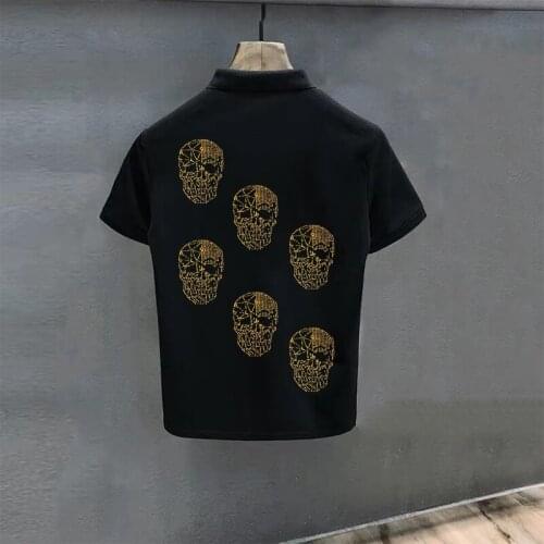Summer Male Rhinestone Color Art MensShirt Funny Fashion Couple Quick-Drying Polo Breathable Lapel Designer Short Sleeve