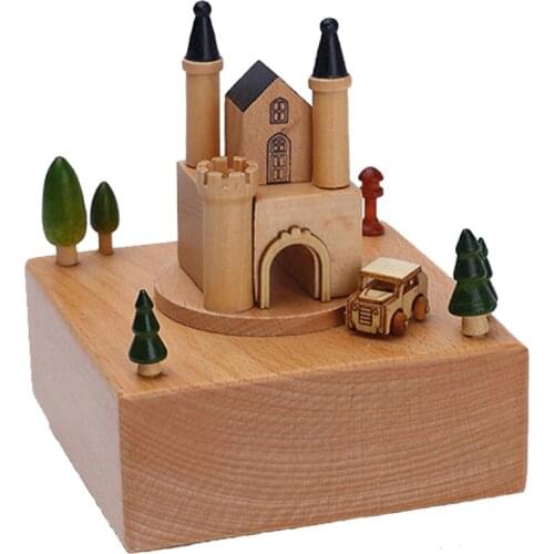 Cute Quality Made Wooden Musical Box Featuring Ferris Wheel With Small Swinging Cabins | Plays "Castle in The Sky Song" hot sale