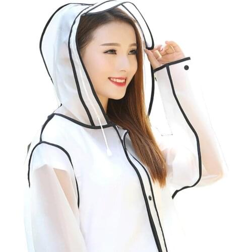 Fashion Transparent Unisex Outdoor Travel Waterproof Rain Poncho Hooded Raincoat