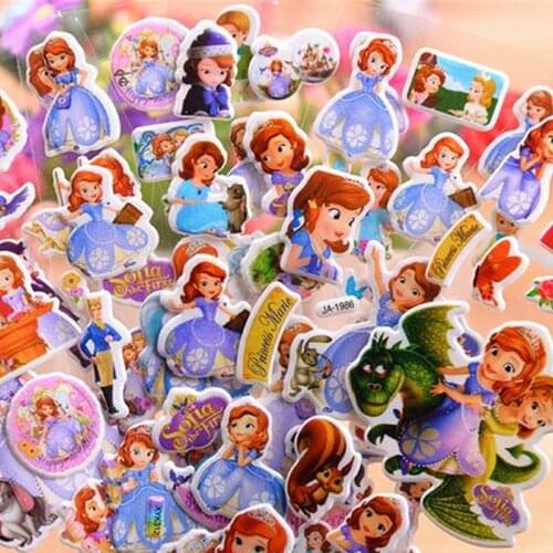 Cartoon sofia princess kids rooms bubble Stickers school Reward Scrapbook foam Refrigerator suitcase DIY sticker decals